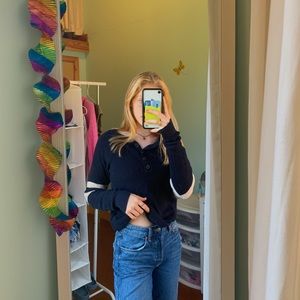 navy jersey stripe sweater